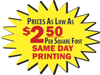 vinyl banners from $1.25 per square foot