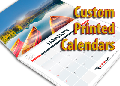 custom printed wall calendar, saddle stitched