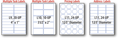 laser labels die sizes and shapes