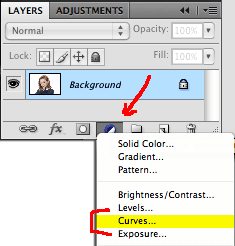 select "curves" adjustment layer