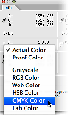 info selector changed to CMYK