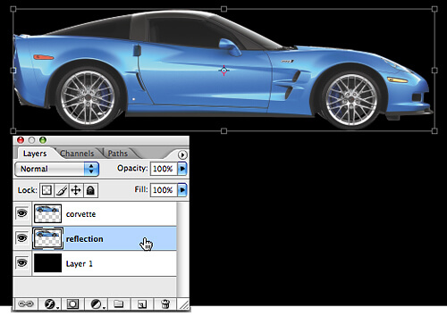 selecting the transform tool